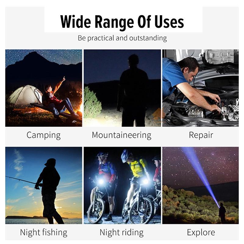 USB Rechargeable LED Safety Light with COB Technology and Emergency Hammer for Camping and Hiking