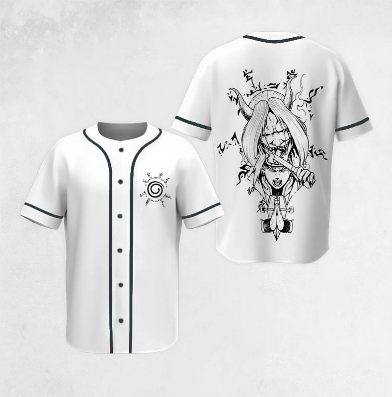 Premium Limited Edition Retro Shinigami Shiki Fujin Naruto Anime Baseball Jersey Shirt Summer Trendy Anime Jersey Shirt Gift For Anime Lover, Jersey Outfit, Anime Baseball Jersey Merch, Manga Jersey Shirt For Anime Fan