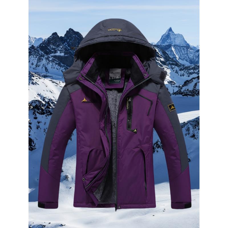 Women's Waterproof Windproof Hooded Jacket - Winter Snow Ski Parka, Multi-Pocket Outdoor Hiking Coat, Autumn Winter Sports Windbreaker