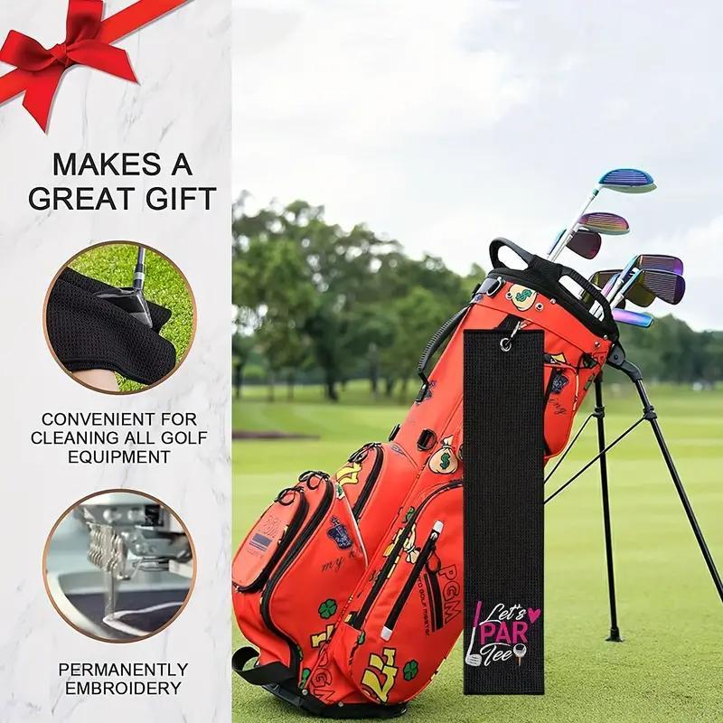 Embroidered Golf Towel, Letter Pattern Golf Towel, Soft Breathable Golf Towel with Clip, Golf Accessories for Women & Men