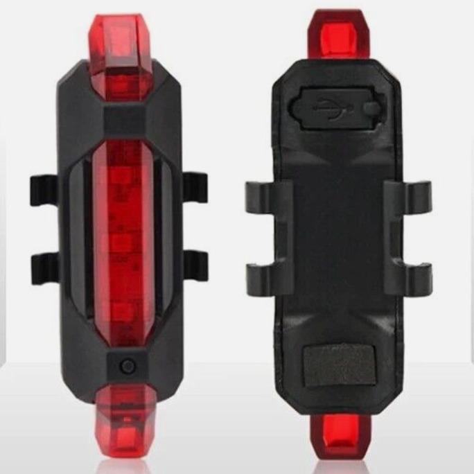 Bike Tail Light Bicycle Rechargeable USB 5 LED Safety Rear Lamp Flashing Wraning