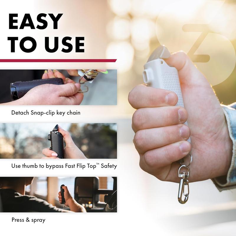 SABRE Safe Escape 3-In-1 Pepper Gel with Seat Belt Cutter & Window Breaker, Maximum Strength Pepper Spray, Snap Clip Keychain for Easy Carry & Fast Access, 0.54 Fl Oz, Easy to Use Fast Flip Top Safety n Security Equipment Corporation