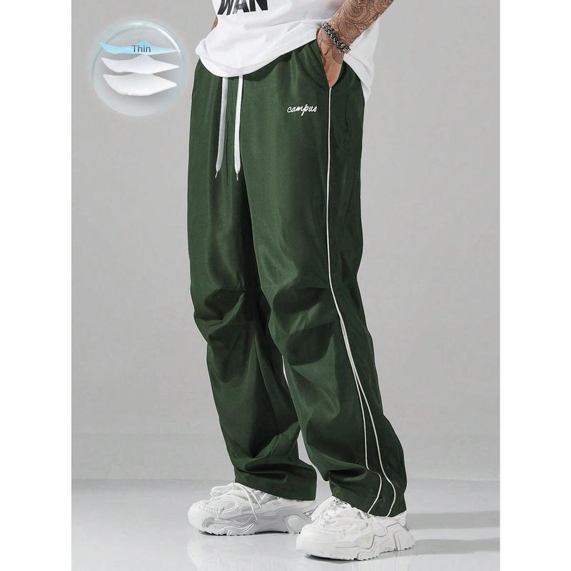 Color Block Drawstring Waist Letter Print Jogger Pants With Pocket