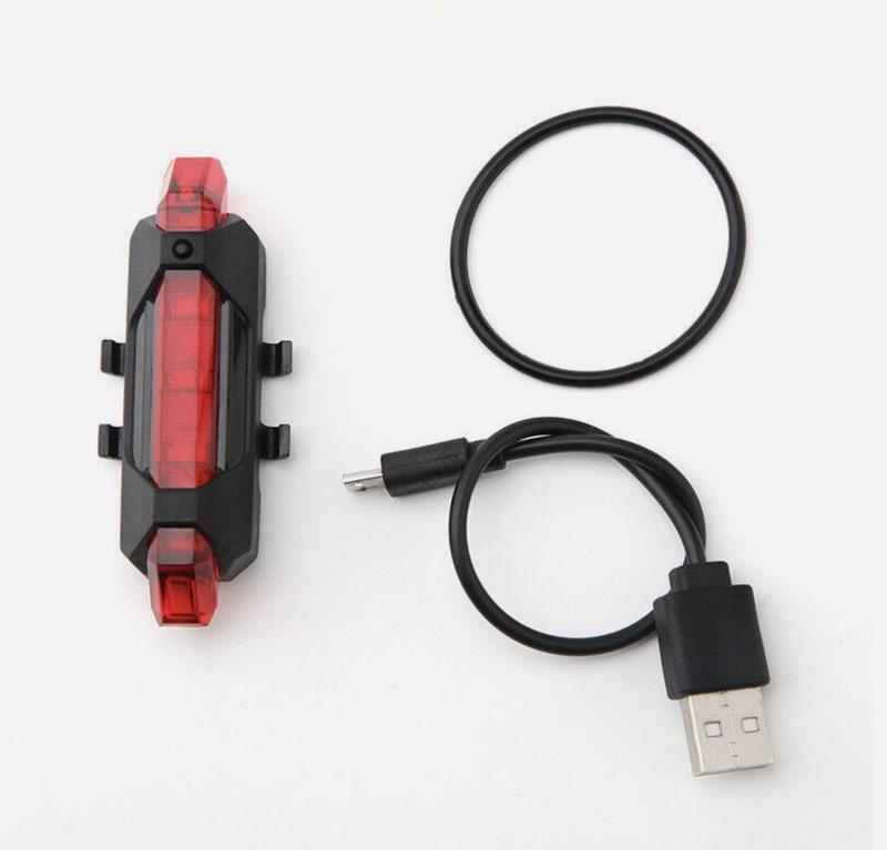 Bike Tail Light Bicycle Rechargeable USB 5 LED Safety Rear Lamp Flashing Wraning