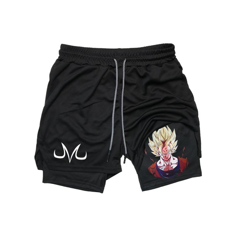 Anime 2 in 1 Mens Gym Clothes Print Running Shorts Men Workout Fitness Athletic Shorts with Pockets Summer Jogging Basketball Shorts Activewear Quick Dry Stretch Shorts Running Gear for Men