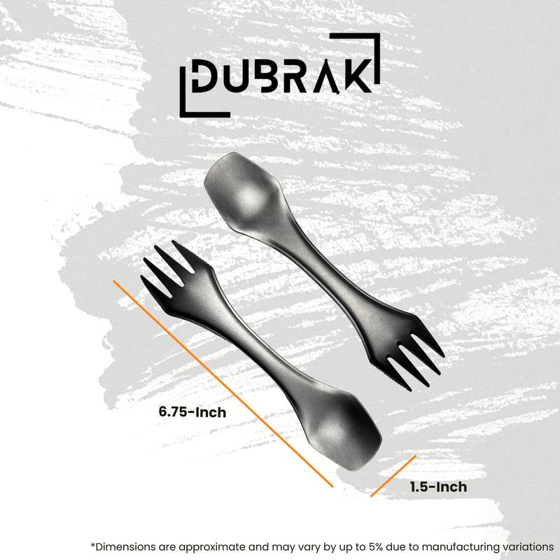 Dubrak Titanium Spork Set (x2) for Camping Hiking Hunting Bushcraft Survival