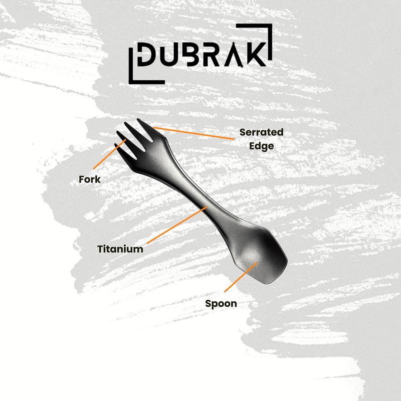 Dubrak Titanium Spork Set (x2) for Camping Hiking Hunting Bushcraft Survival