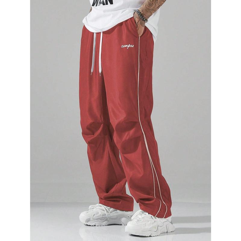 Color Block Drawstring Waist Letter Print Jogger Pants With Pocket