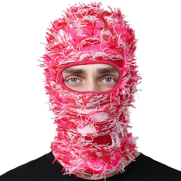 Distressed Balaclava Ski Mask Shiesty Yeat Airsoft Camo Knitted Face Mask for Men Women Full Face Neck Warmer