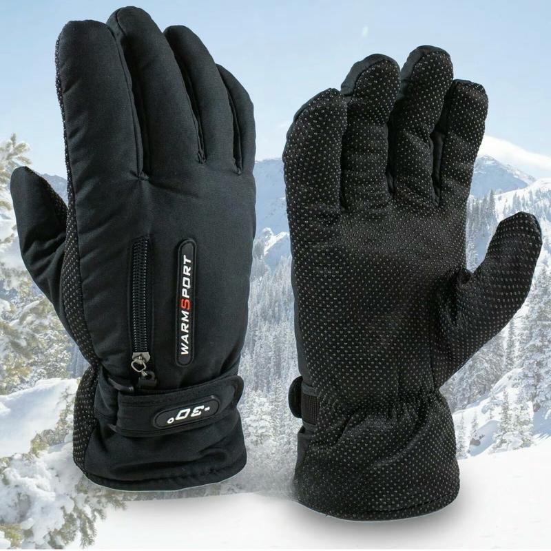 Men's Winter Ski Waterproof Glove with Warm Grip - Black