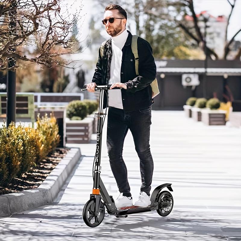 Double Brake Folding Adult and Youth Scooter, Adjustable Height (4 Gears), Lightweight, Maximum Load Capacity 220 Pounds, 2 Wheels Commuter Scooter