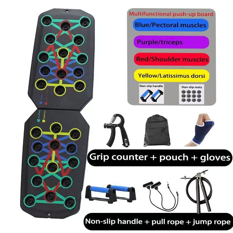 Portable Multifunctional Push-up Board Set with Handles, Non-slip Mat, Resistance Band or Jump Rope for Chest, Abdomen, Arms, and Back Training