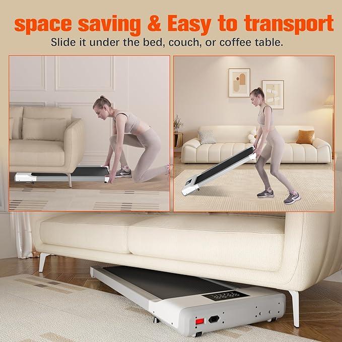 Walking Pad, Under Desk Walking Pad Treadmills for Home Office, Mini Walking Pad for Home, 2 in 1 Walking Portable Desk Treadmill with Remote Control&LED Display