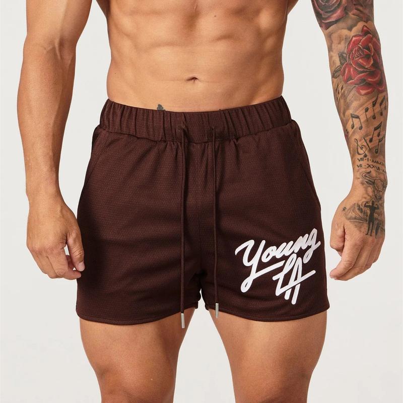 YOUNGLA Men's shorts Gym Running Basketball Training Mesh quick drying Breathable beach shorts girl