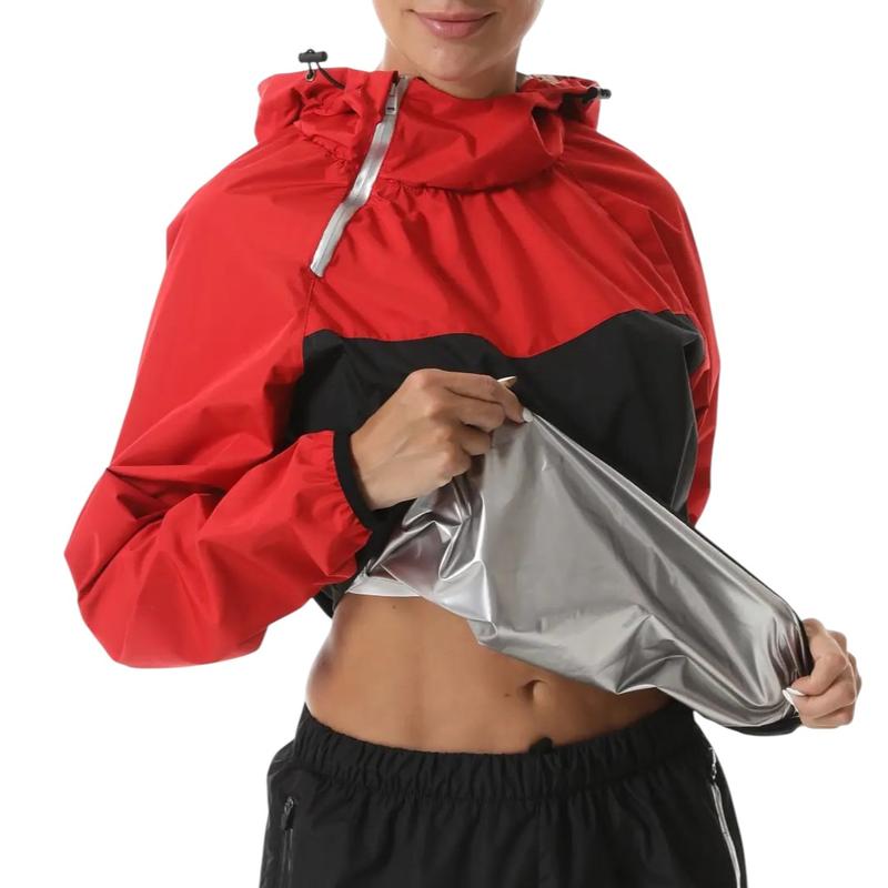 Women's Sauna Sweat Jacket & Workout Vest - Windbreaker Rain Jacket