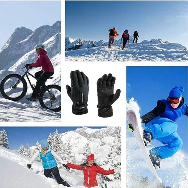 Men's Winter Ski Waterproof Glove with Warm Grip - Black