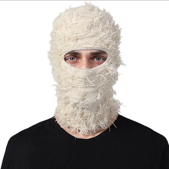 Distressed Balaclava Ski Mask Shiesty Yeat Airsoft Camo Knitted Face Mask for Men Women Full Face Neck Warmer