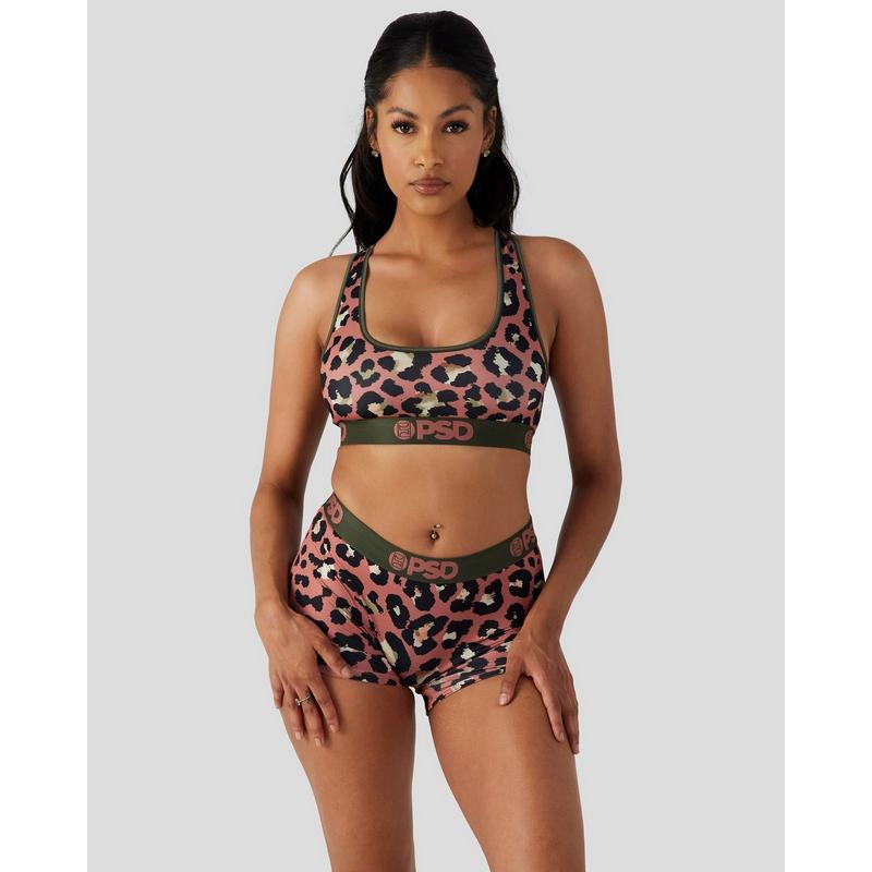 PSD Women's Cheetah Dye Racerback Sports Bra - Premium Modal Fabric