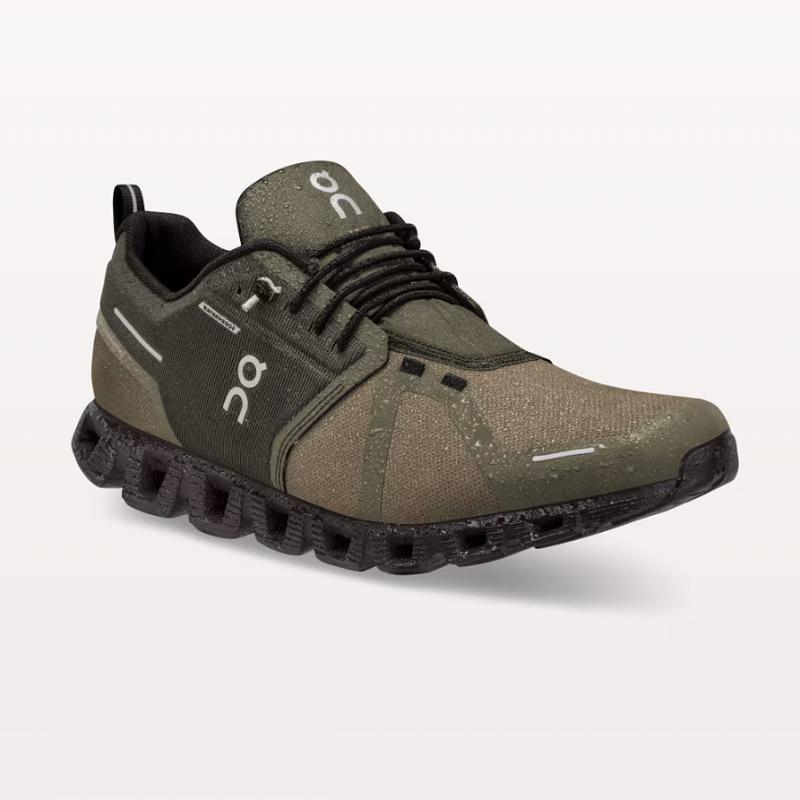 On Men's Cloud 5 Waterproof Running Shoes, Olive & Black - Full Size