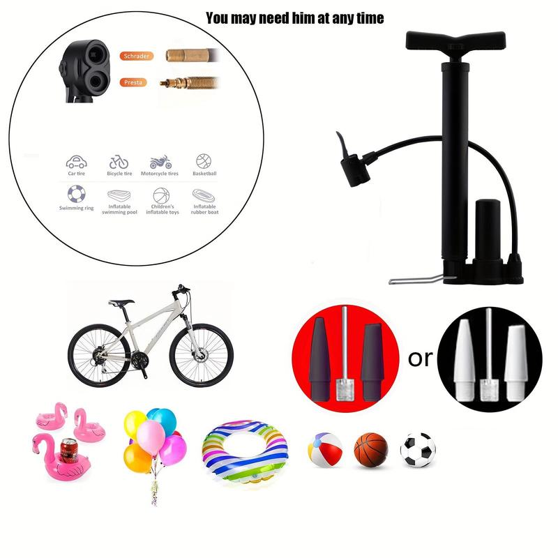 Portable Bike Air Pump, Bicycle Air Pump with High Pressure Buffer, Bicycle Pump for Outdoor & Cycling