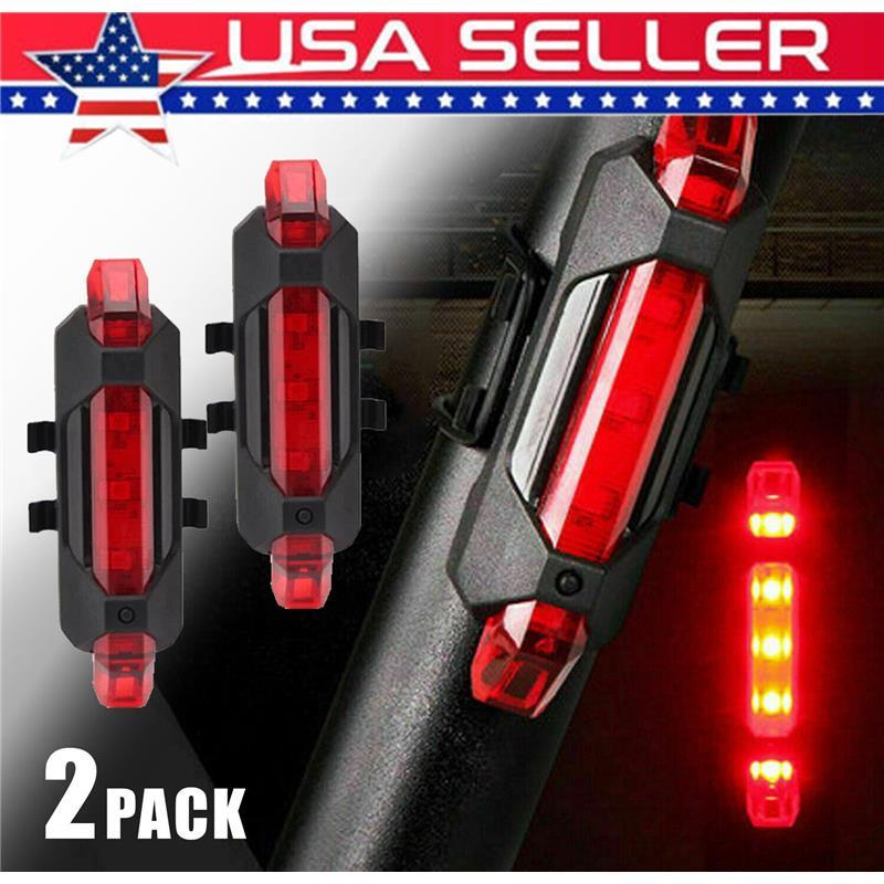 Bike Tail Light Bicycle Rechargeable USB 5 LED Safety Rear Lamp Flashing Wraning