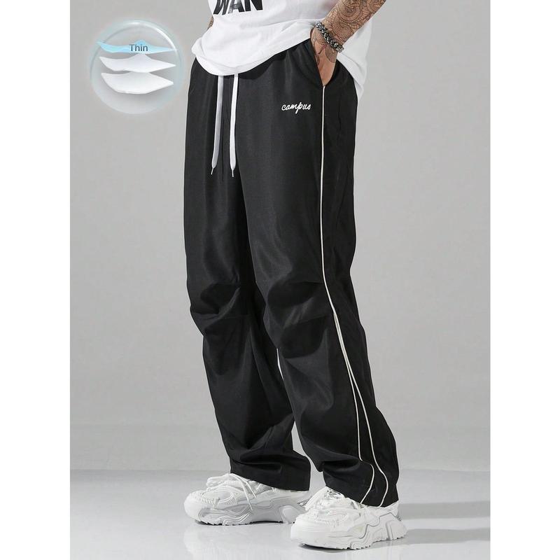 Color Block Drawstring Waist Letter Print Jogger Pants With Pocket