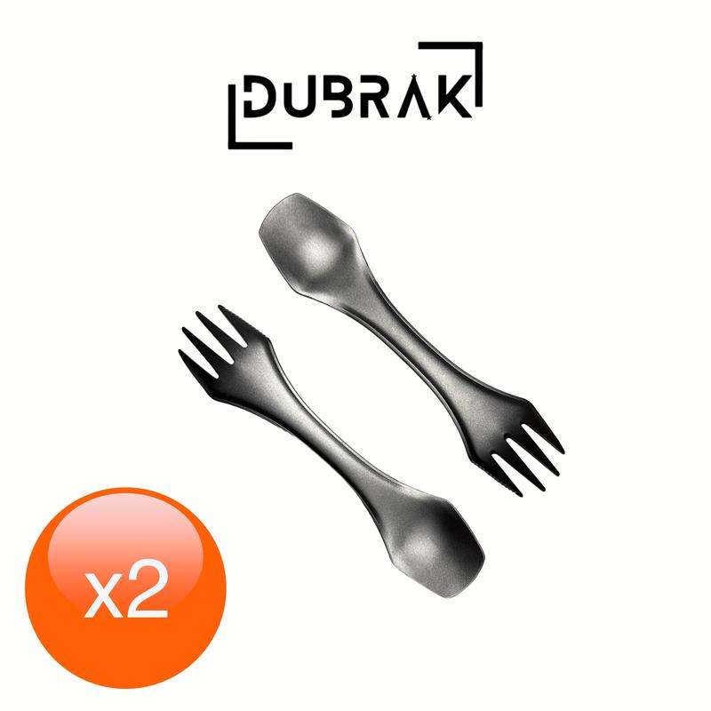 Dubrak Titanium Spork Set (x2) for Camping Hiking Hunting Bushcraft Survival