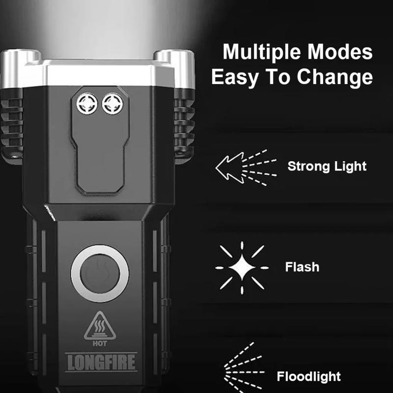 USB Rechargeable LED Safety Light with COB Technology and Emergency Hammer for Camping and Hiking