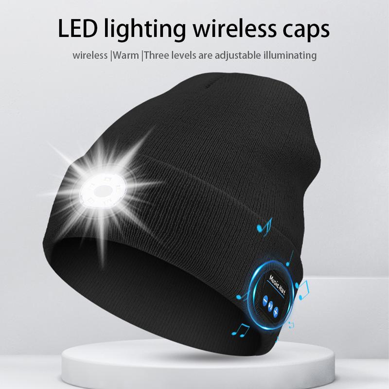 LED Light Hat - Bluetooth Music Knit Hat - Maintenance Light - Free Hands - Outdoor Adventure Lighting