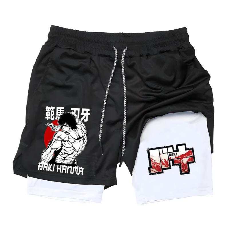 Anime Gym Breathable Shorts Men Printed Fitness Anime Shorts Activities Training Swimming Trunks Men 2-in-1 Gym Sport Pants Workout Gear Men Shorts Graphic Men Performance Shorts Mens gym wear