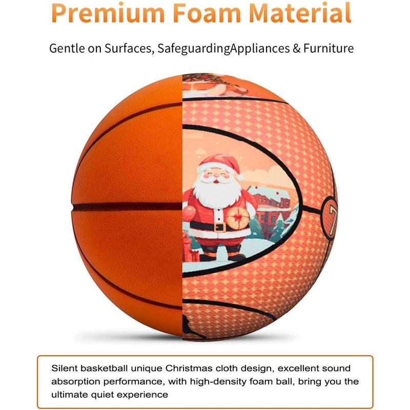 Silent Basketball,2025 High-Density Soft Foam Silent Basketball Dribbling Indoor,with Christmas Holiday-Themed Cover,Gift for Who Love Basketball,Size 7 24 cm