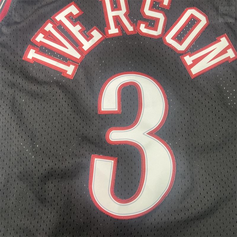 Allen Iverson stitched Basketball Jersey Men's Sleeveless Black