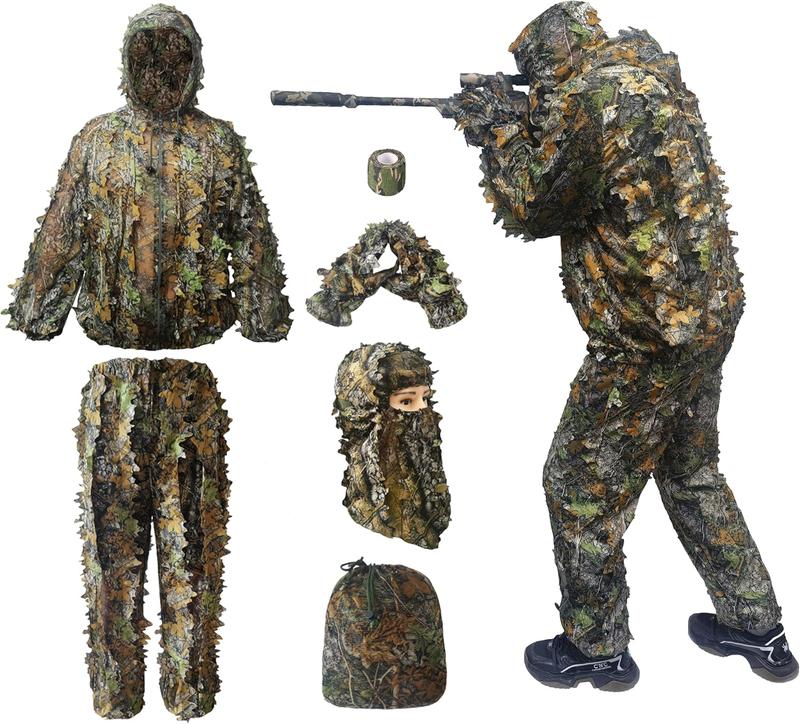 Hunting Camo, Hunting Clothes for Men, Ghillie Suit Full Face Mask Gloves Set, Geely Suit, Ghillie Suit for Men, Outdoor Camouflage Lucky Suit, Turkish Hunting Camouflage Suit, Outdoor Games.