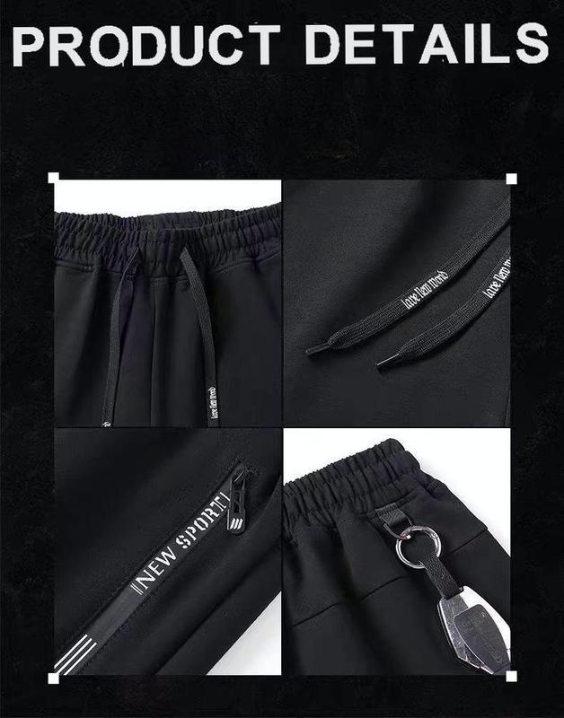 Men's 2-pack straight-leg sports sweatpants, featuring exquisite embroidered zipper pockets and embroidered drawstrings.