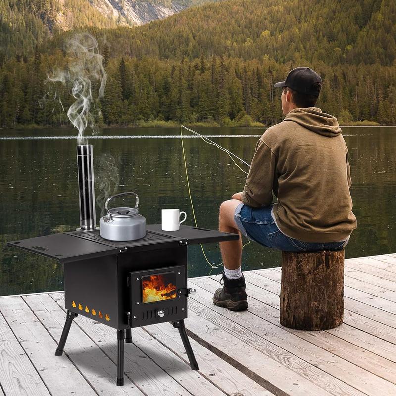 77.5*41 * 49cm Folding Outdoor Camping Firewood Stove Camping Firewood Stove Tent Heating Stove Barbecue Stove