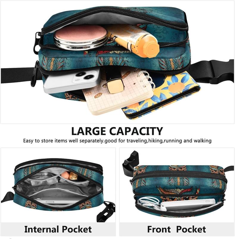 Owl Fanny Pack for Women Belt Bag Lightweight Crossbody Bags   Pouch for Traveling Walking Running Hiking Cycling