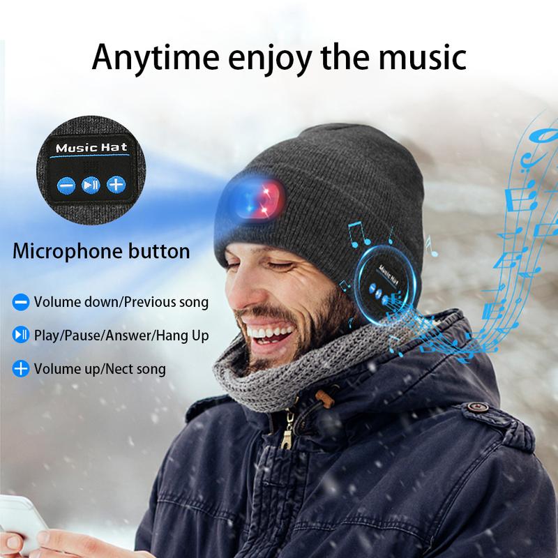 LED Light Hat - Bluetooth Music Knit Hat - Maintenance Light - Free Hands - Outdoor Adventure Lighting