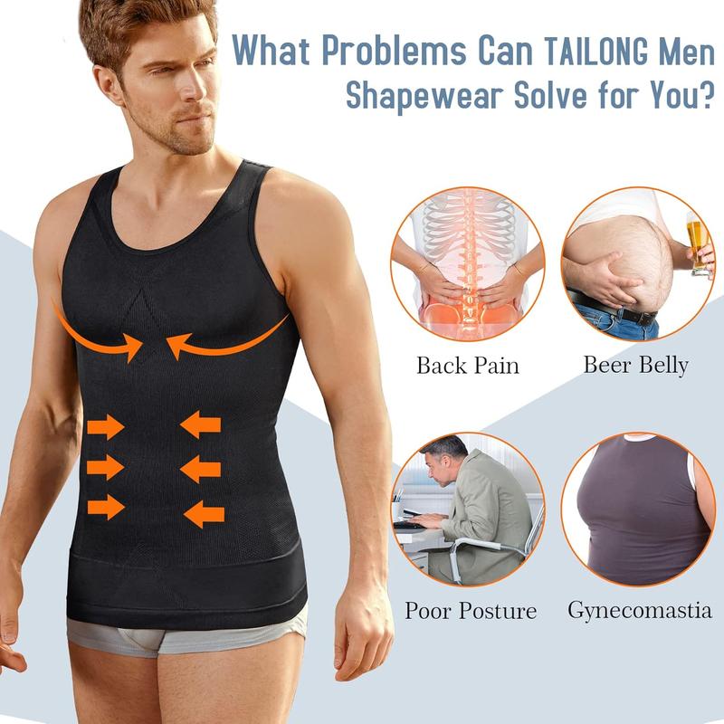 Compression Shirts for Men Shapewear Slimming Body Shaper Waist Trainer Vest Workout Tank Tops Abdomen Undershirts