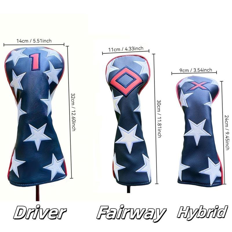 Star & Striped Pattern Golf Driver Headcover, Waterproof & Wear-resistant Golf Club Head Cover, Golf Accessories for Hybrid Driver Fairway Wood Cover