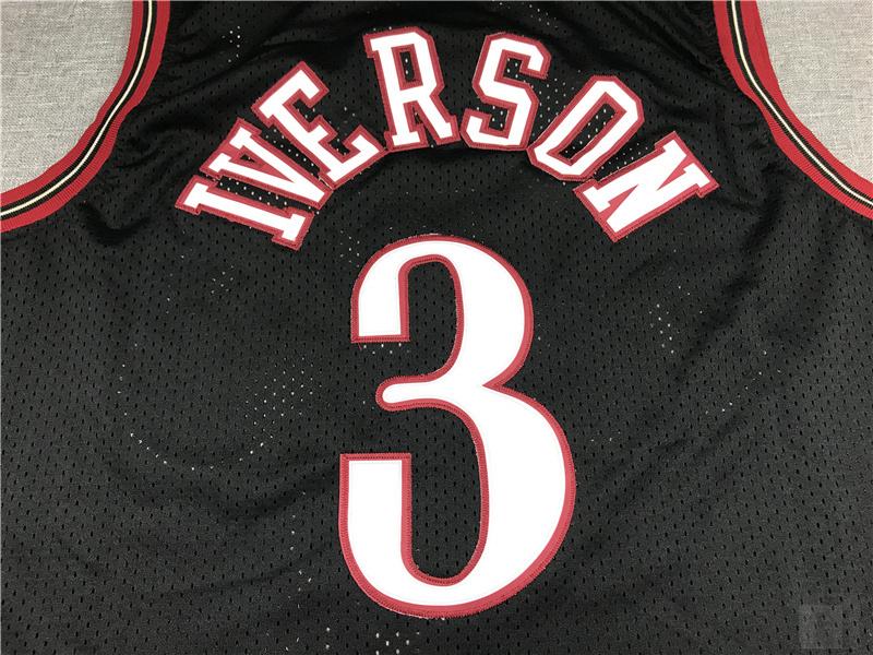 Allen Iverson stitched Basketball Jersey Men's Sleeveless Black