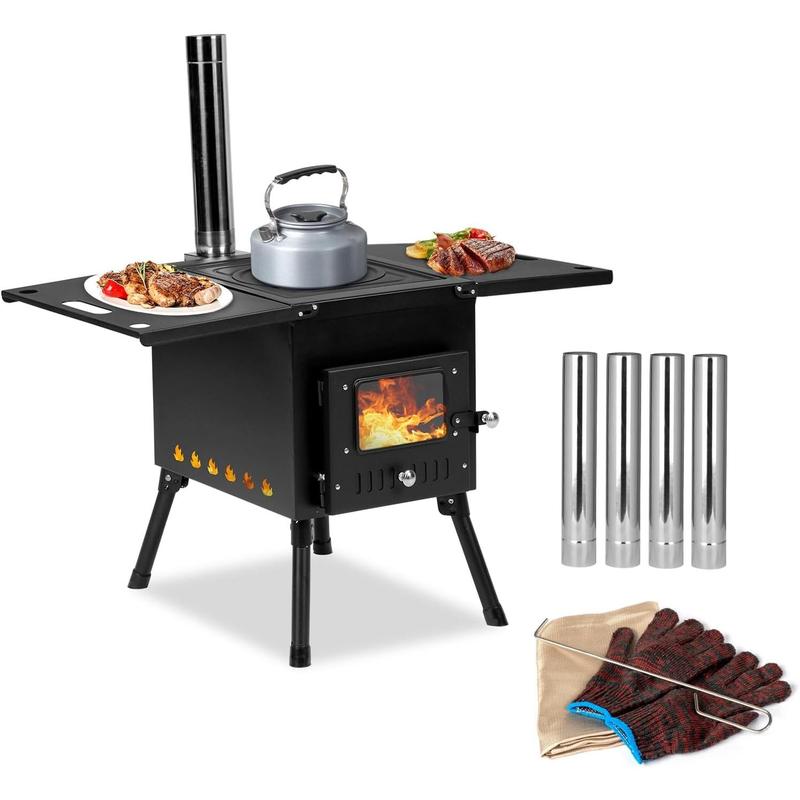 77.5*41 * 49cm Folding Outdoor Camping Firewood Stove Camping Firewood Stove Tent Heating Stove Barbecue Stove