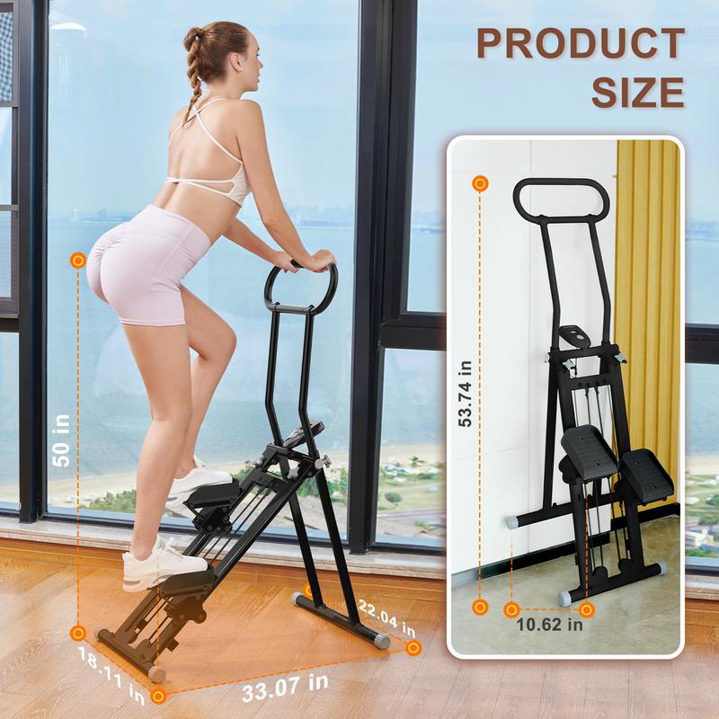 HXD-ERGO Folding Vertical Cardio Exercise Climber，Stair Climber Exercise Machine for Full-Body Workout with LCD Display, Adjustable Handlebars and Pedals, Perfect for Home and Office Workouts,Home Fitness Equipment for Women&Men