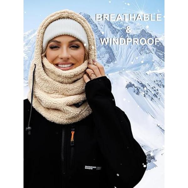 Balaclava Fleece Ski Mask for Men & Women - Winter Windproof Hooded Scarf and Neck Warmer for Cold Weather