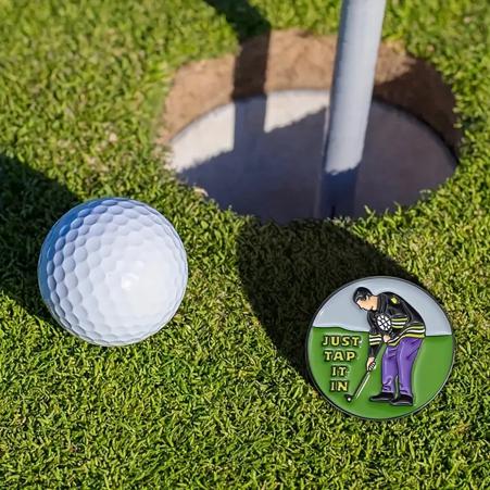 (Just Tap It In) Premium Golf Ball Marker with Magnetic Hat Clip - Durable and Strong Hold for Easy Access on the Course