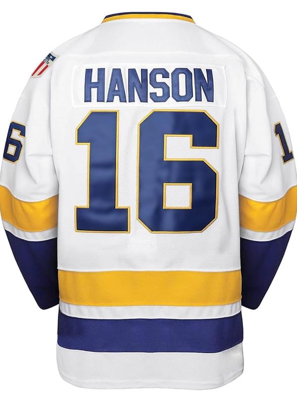 Men's Letter & Number Embroidery Hockey Jersey, Regular Fit Striped Trim V Neck Long Sleeve T-Shirt, Casual Sporty Top for All Seasons