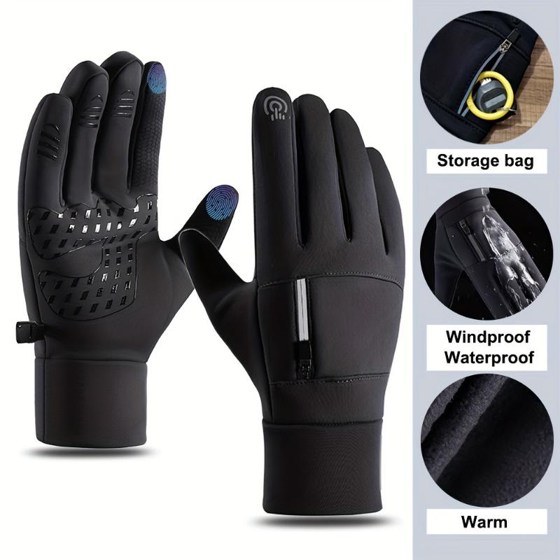 Winter Warm Windproof and Waterproof Men's Gloves for Touch Screen, Non-Slip and Cold-Proof, Suitable for Outdoor Running, Riding, Skiing, Fishing and Driving