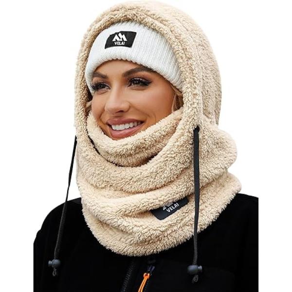 Balaclava Fleece Ski Mask for Men & Women - Winter Windproof Hooded Scarf and Neck Warmer for Cold Weather