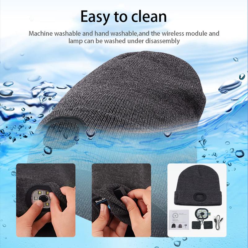 LED Light Hat - Bluetooth Music Knit Hat - Maintenance Light - Free Hands - Outdoor Adventure Lighting