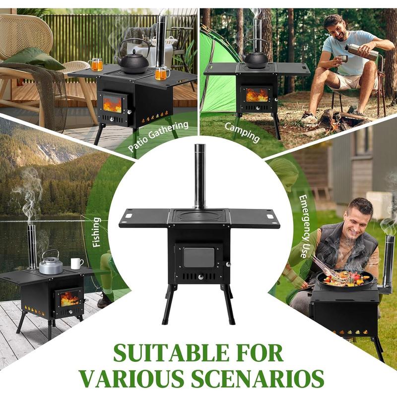 77.5*41 * 49cm Folding Outdoor Camping Firewood Stove Camping Firewood Stove Tent Heating Stove Barbecue Stove