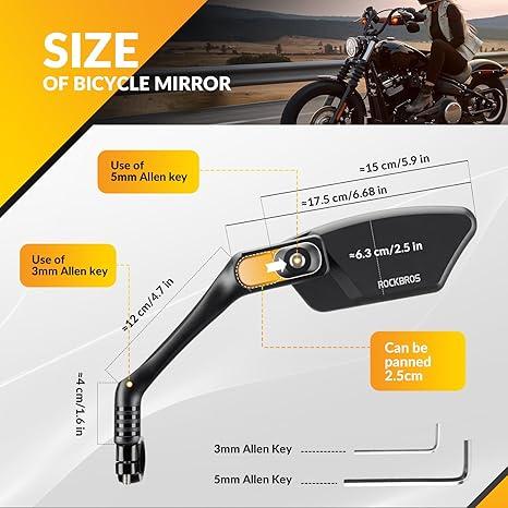 ROCKBROS Bike Mirrors for Handlebars HD Blast-Resistant Bicycle Mirror for Ebike 360 Degree Adjustable Bike Rear View Mirror Easy to Install Left and Right